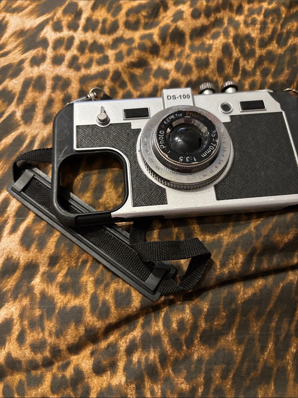 Vintage Camera Phone Case in Silver and Black